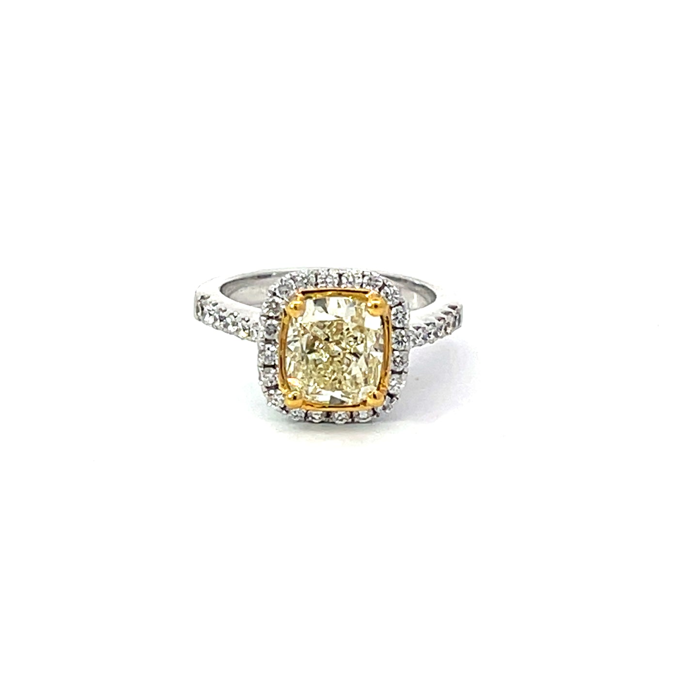 White Gold 2 Carat Cushion Halo Statement Ring