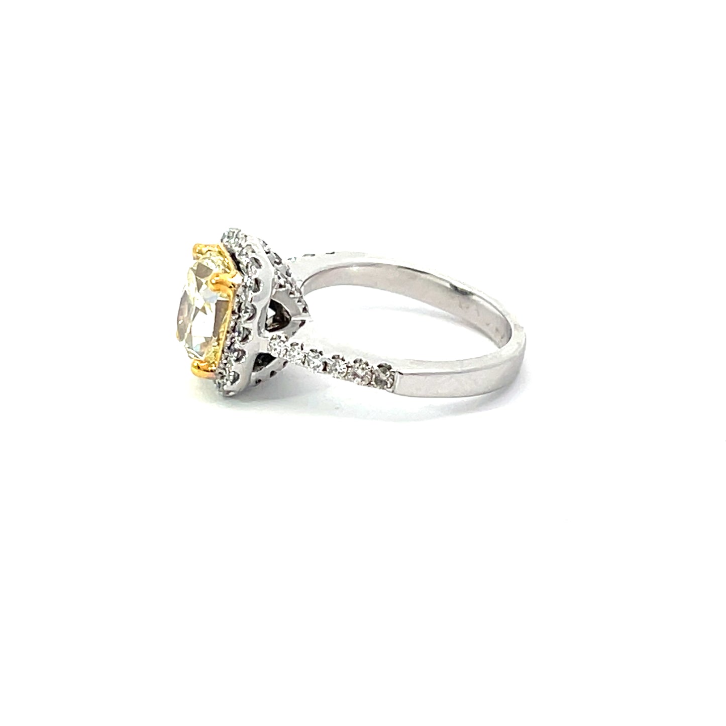 White Gold 2 Carat Cushion Halo Statement Ring