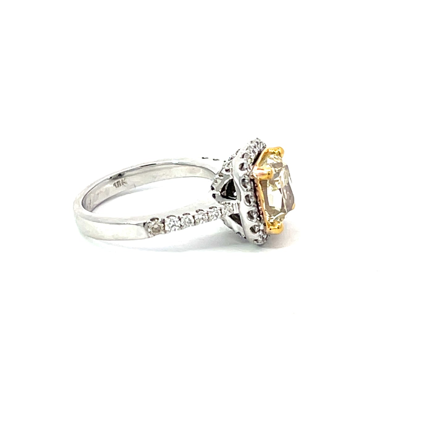 White Gold 2 Carat Cushion Halo Statement Ring