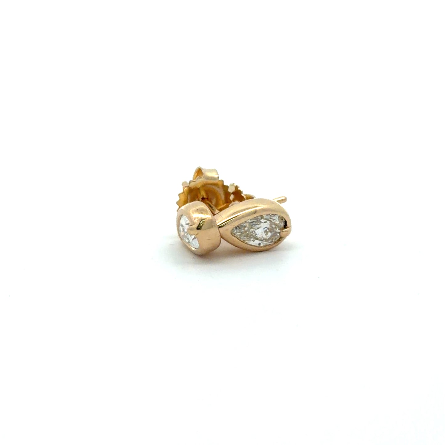 Natural Mined Pear Shaped Diamond Studs in Bold Yellow Gold Settings