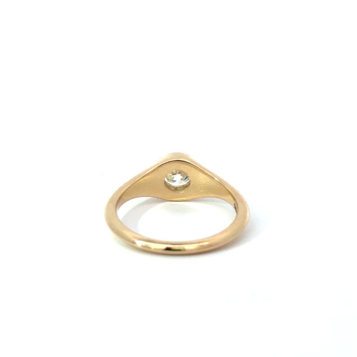 Signet Style 14Kt. Yellow Gold Ring with Natural Antique Round Diamond weighing .70 carats