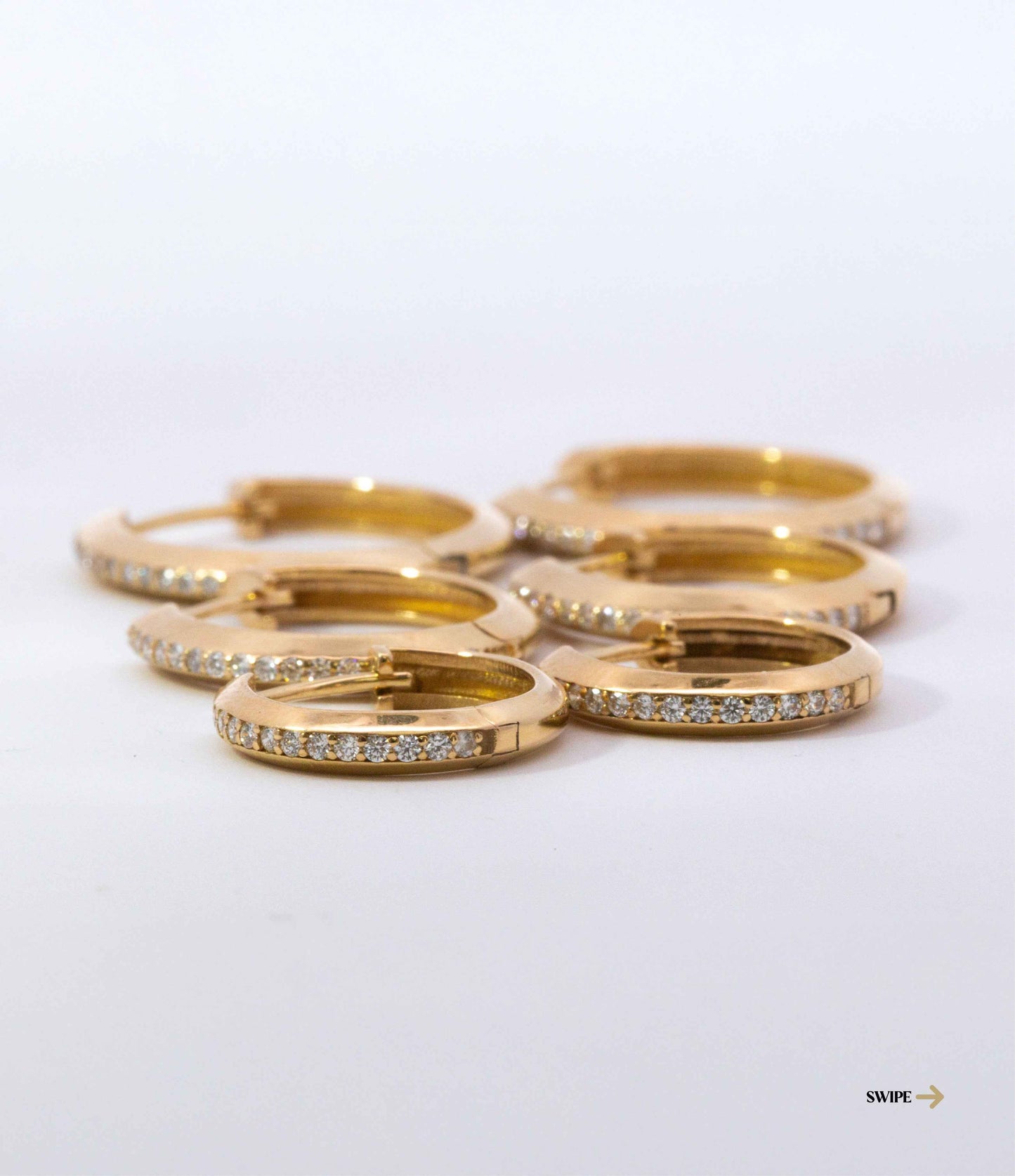 Medium Round Diamond Hoop Earrings