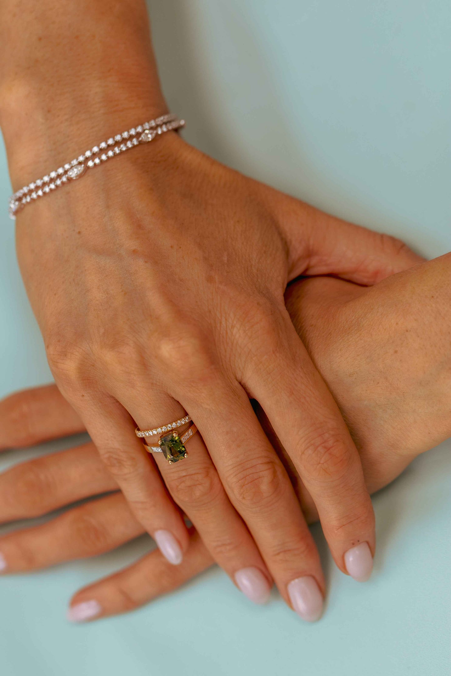 Natural Marquise & Round Diamond Statement Bracelet