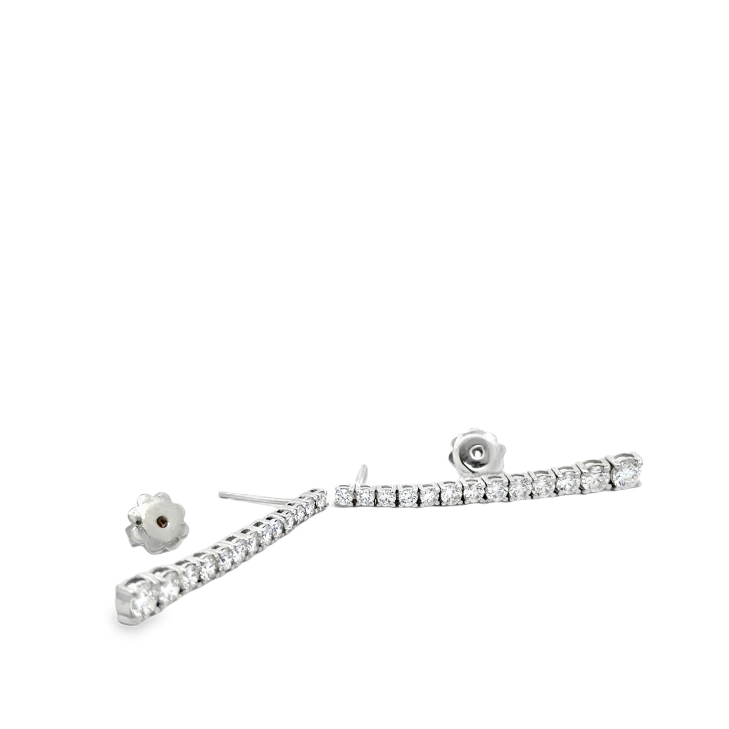 Lab Grown Drop Earrings in 14kt. White Gold weighing 1.85 carats