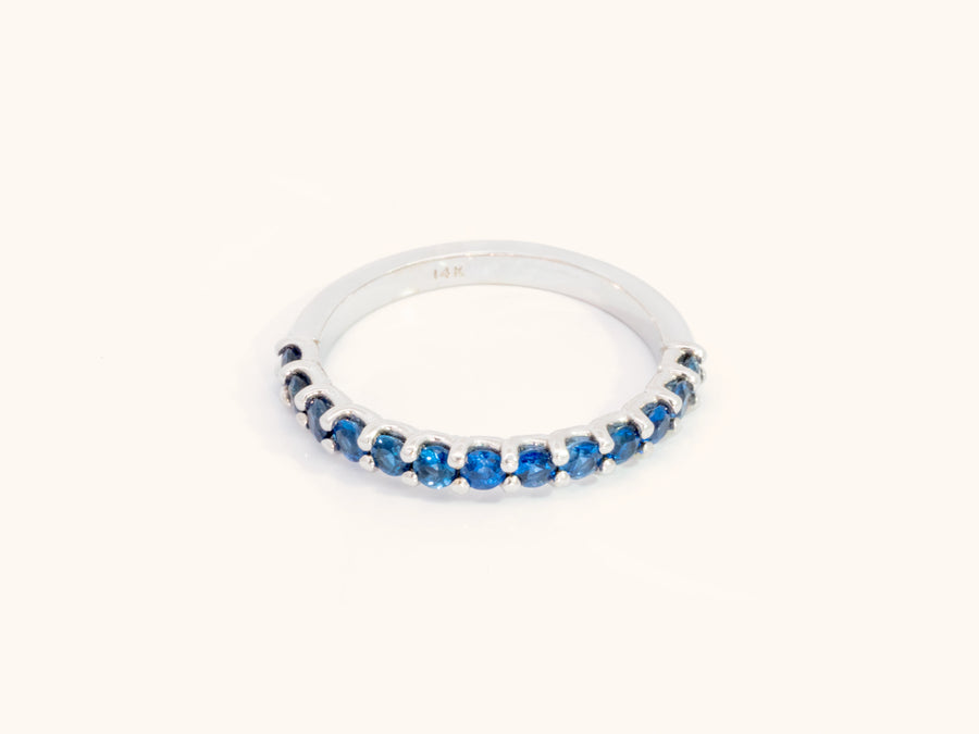 Natural Blue Sapphire Shared-Prong Wedding Band