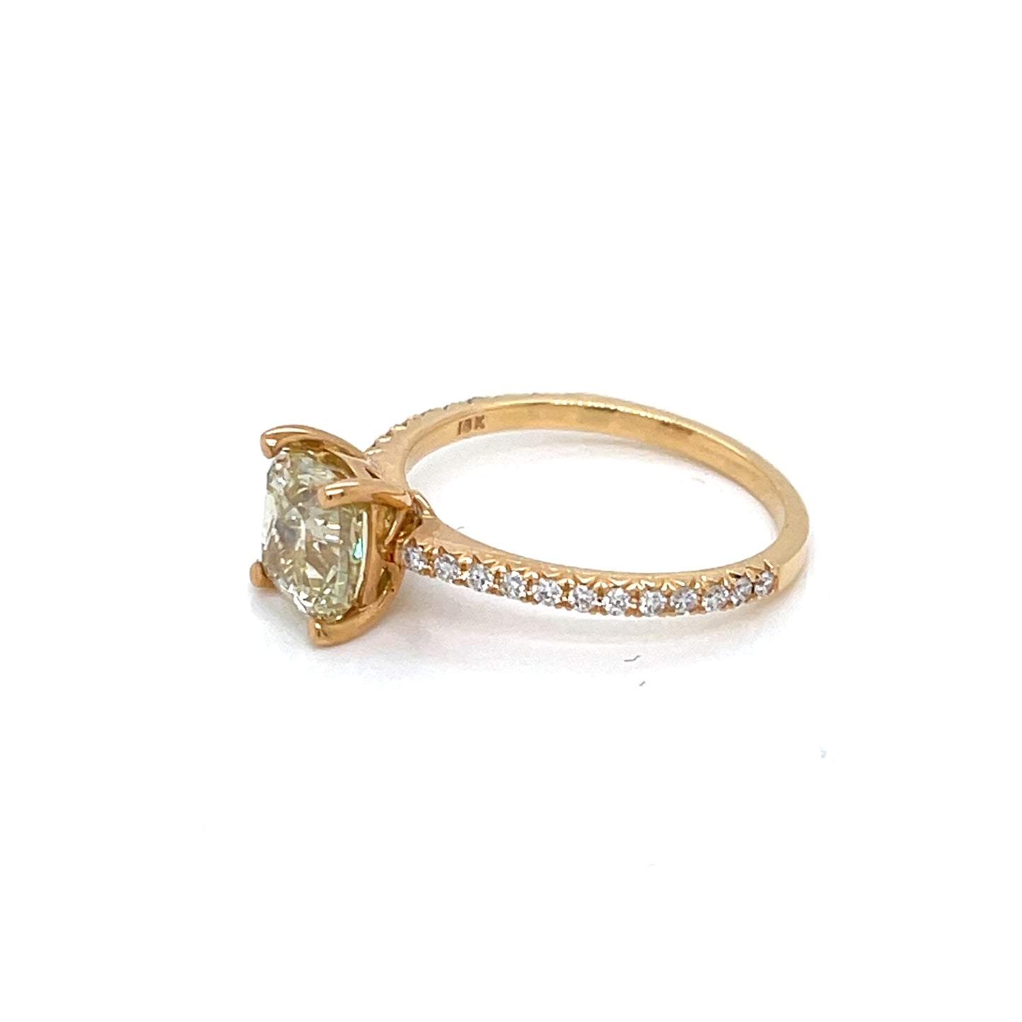18 Karat Yellow Gold Engagement Ring with Natural Fancy Yellow Cushion Diamond - FlawlessCarat