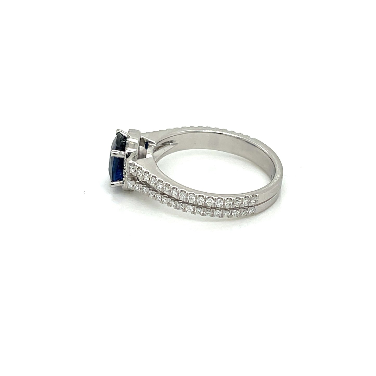 Platinum Cushion Cut Halo Blue Sapphire and Diamond Engagement Ring - FlawlessCarat