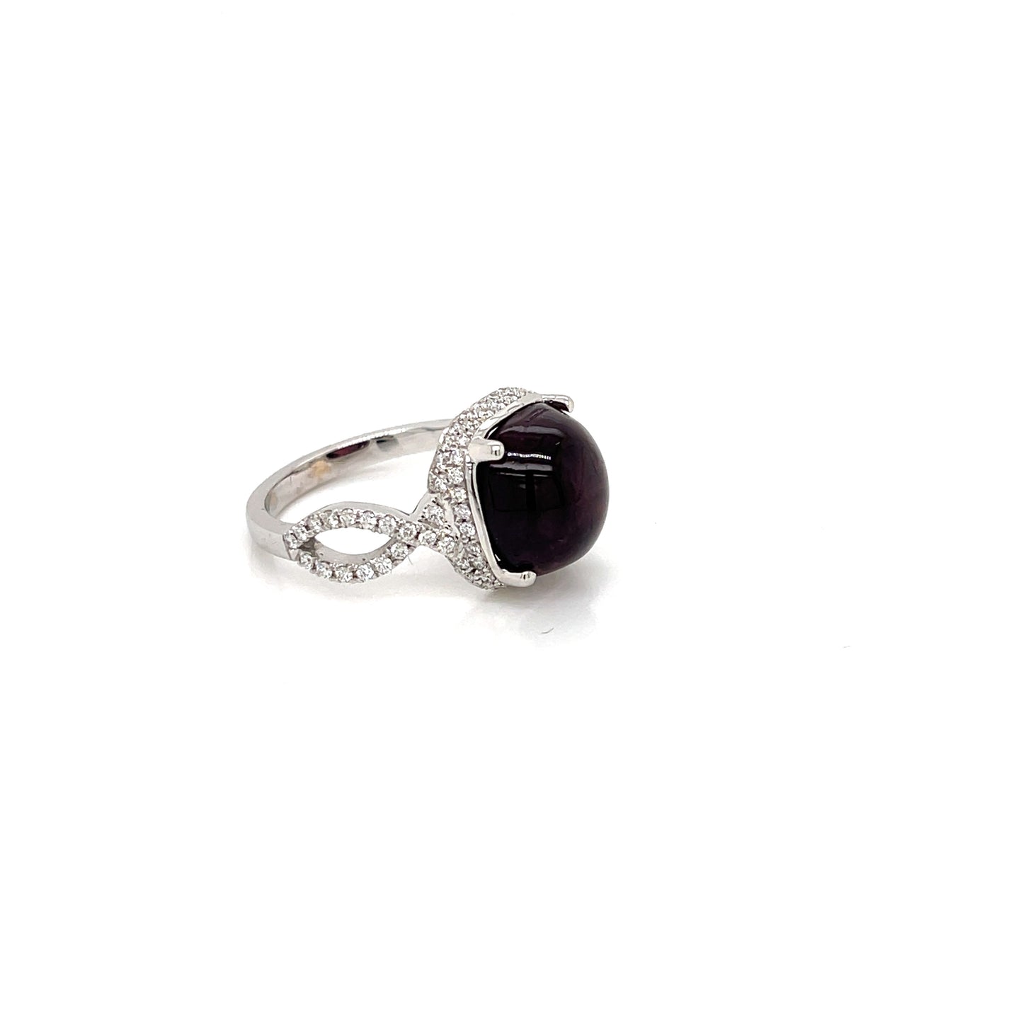 18 Karat White Gold Rubellite Pave Diamond Ring - FlawlessCarat