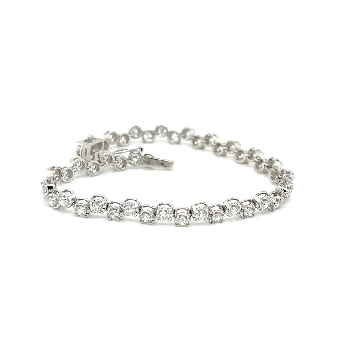 Natural Diamond Zigzag Bracelet in 14K White Gold
