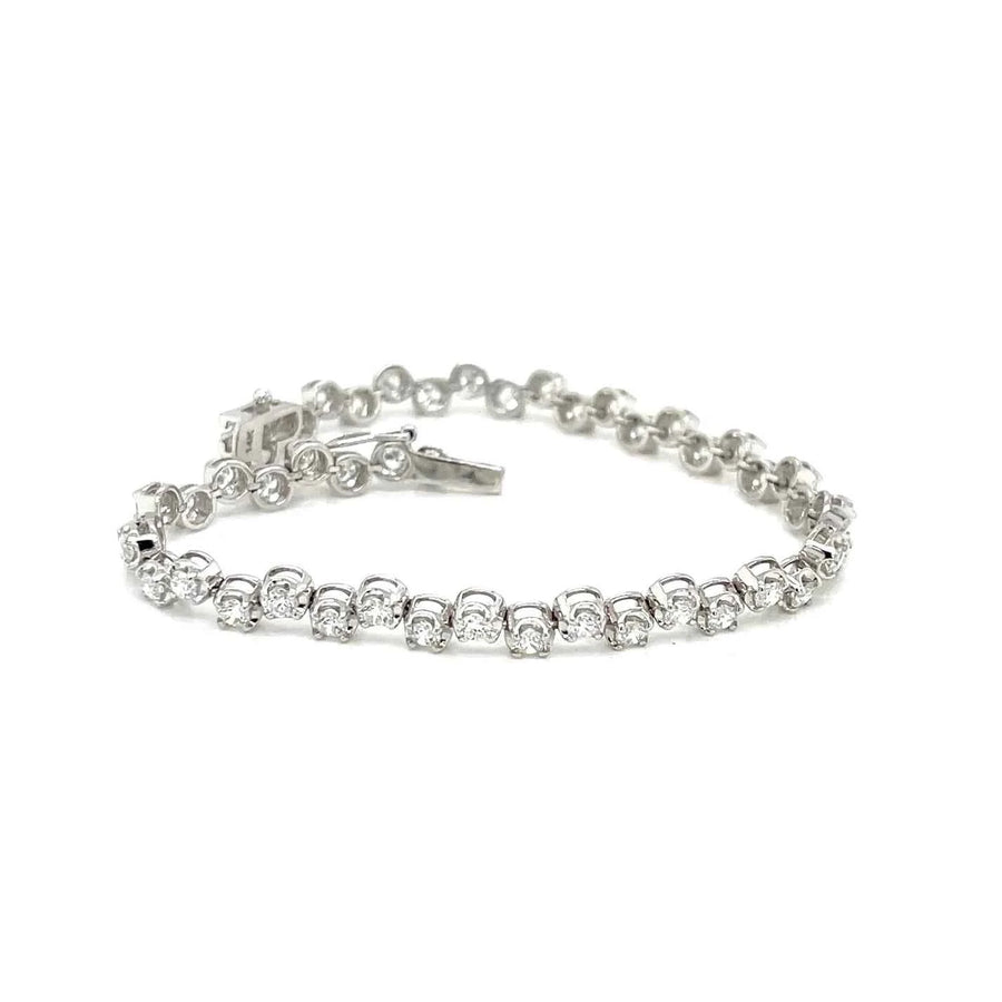 Natural Diamond Zigzag Bracelet in 14K White Gold