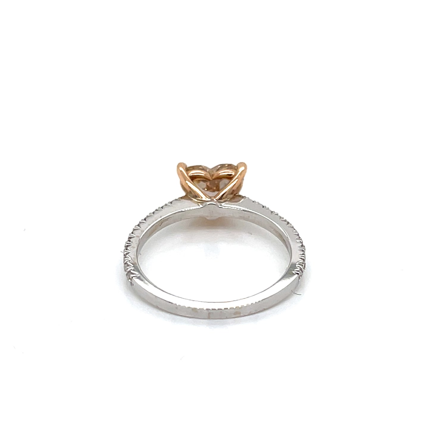 18 Karat Two-Tone Engagement Ring with GIA Certified Natural Fancy Brown-Yellow Heart Shape and Fine White Diamond Accents in the Band - FlawlessCarat