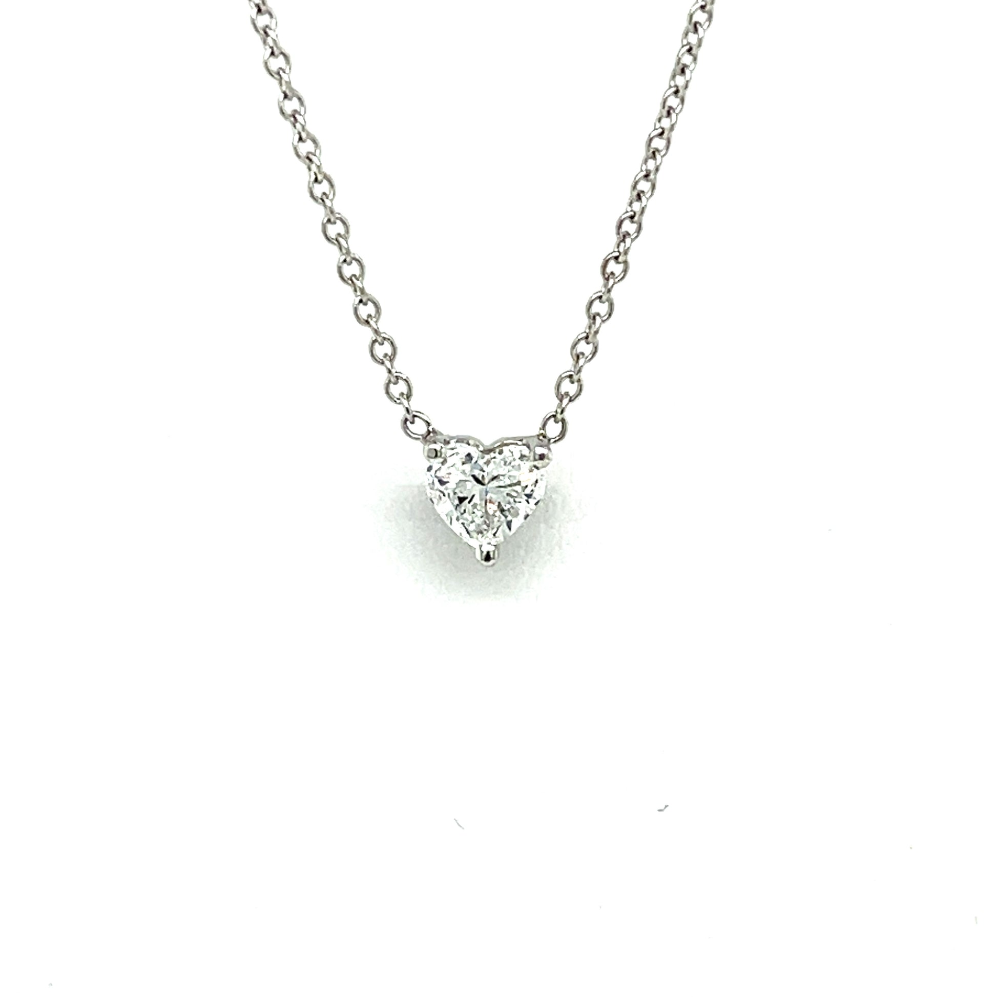 White Gold Heart Shape Diamond Solitaire Pendant - FlawlessCarat