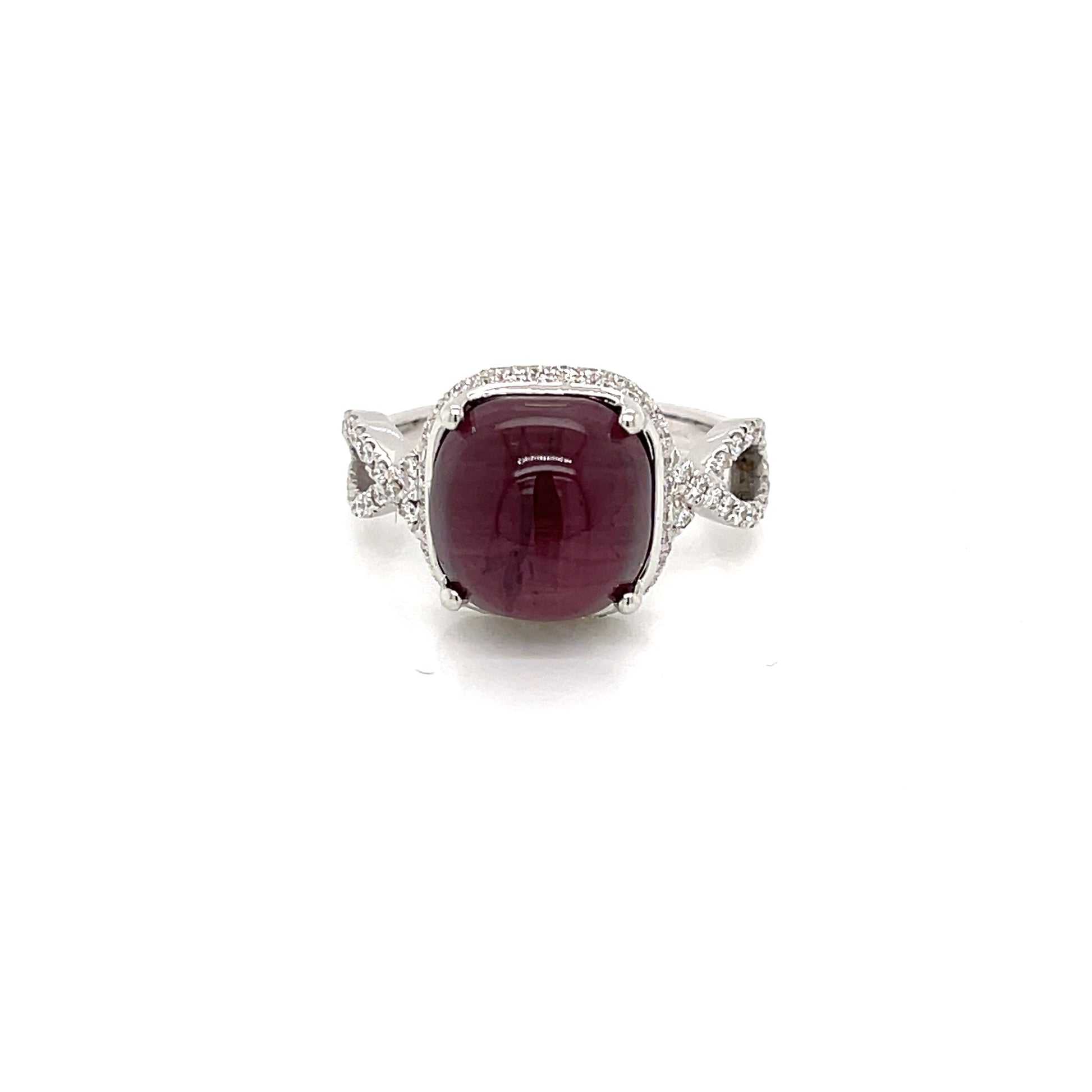 18 Karat White Gold Rubellite Pave Diamond Ring - FlawlessCarat