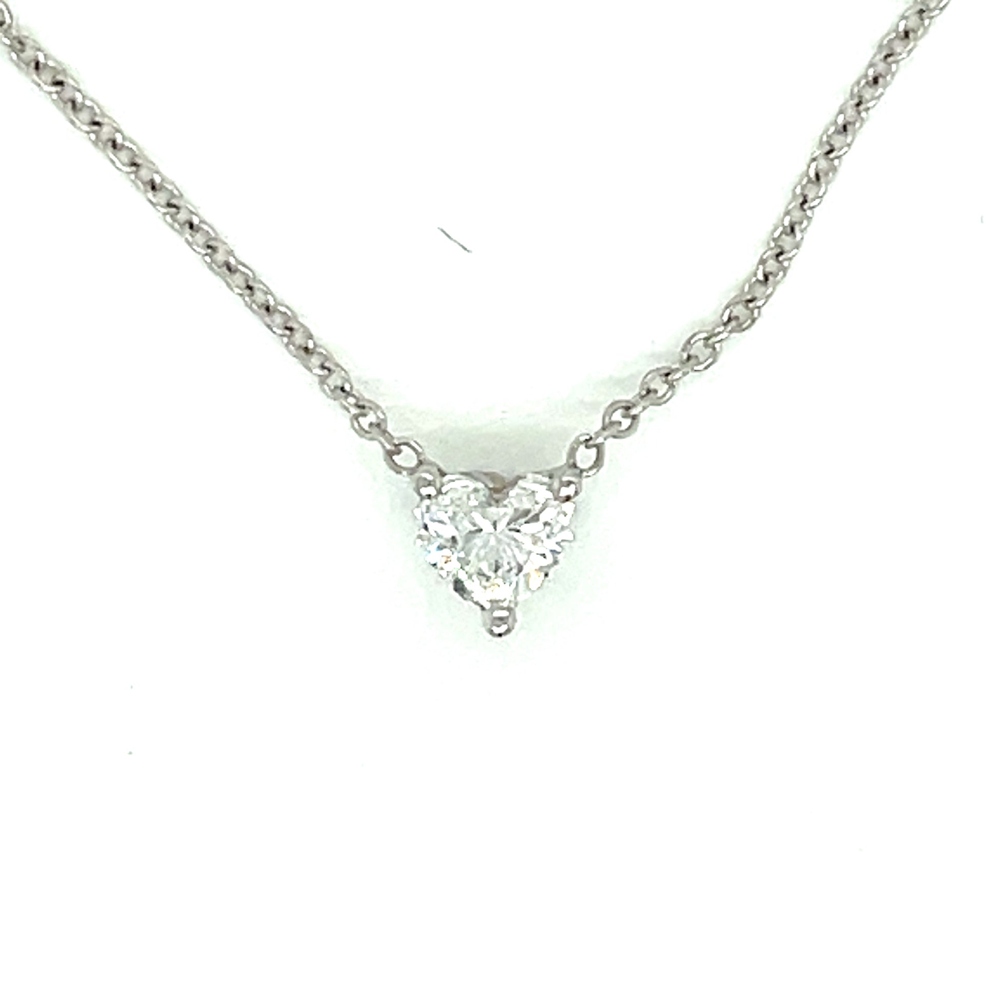 White Gold Heart Shape Diamond Solitaire Pendant - FlawlessCarat