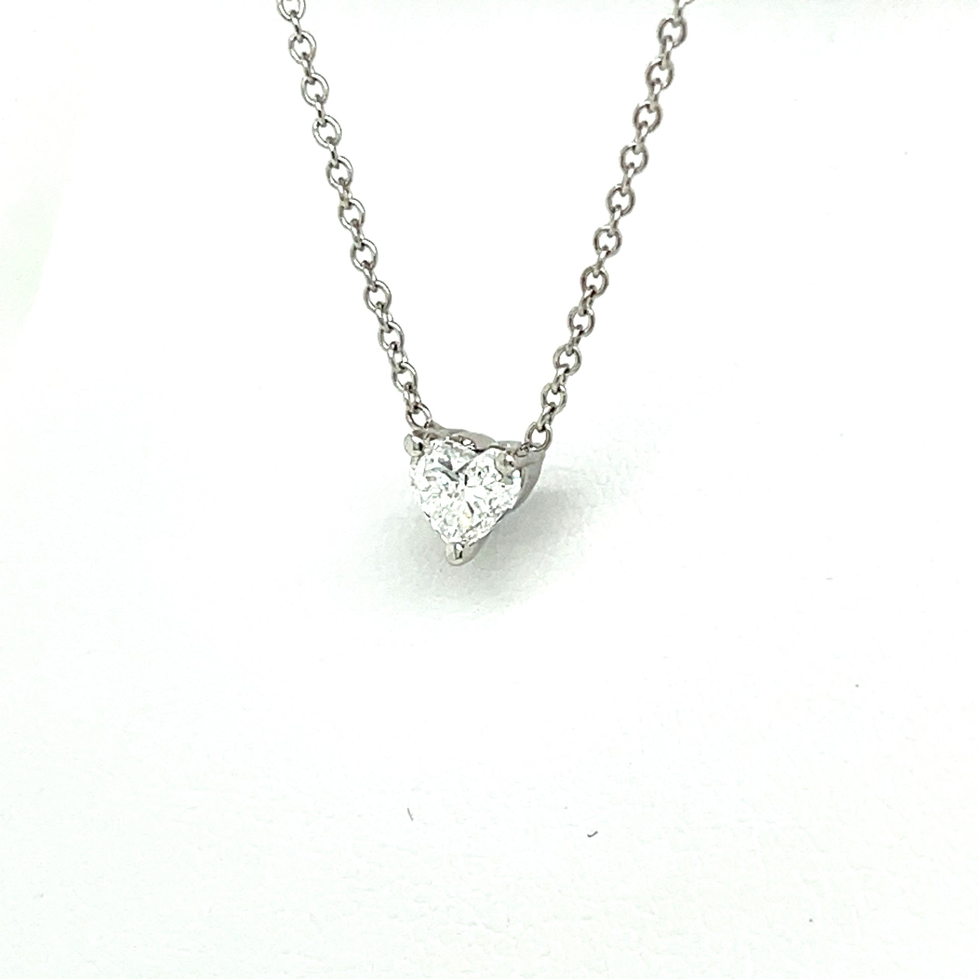 White Gold Heart Shape Diamond Solitaire Pendant - FlawlessCarat