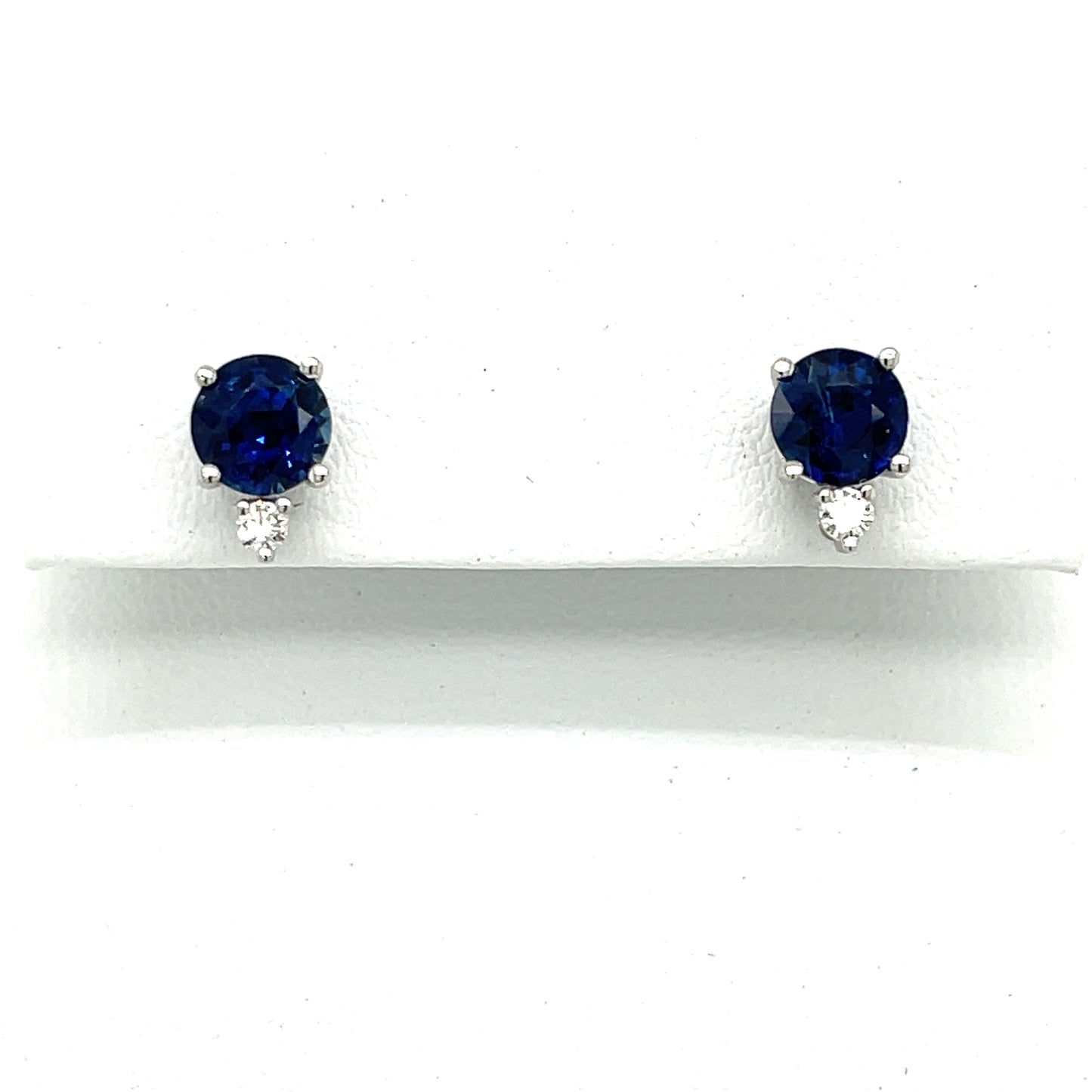 14kt. White Gold Blue Sapphire and Diamond Stud Earrings - FlawlessCarat