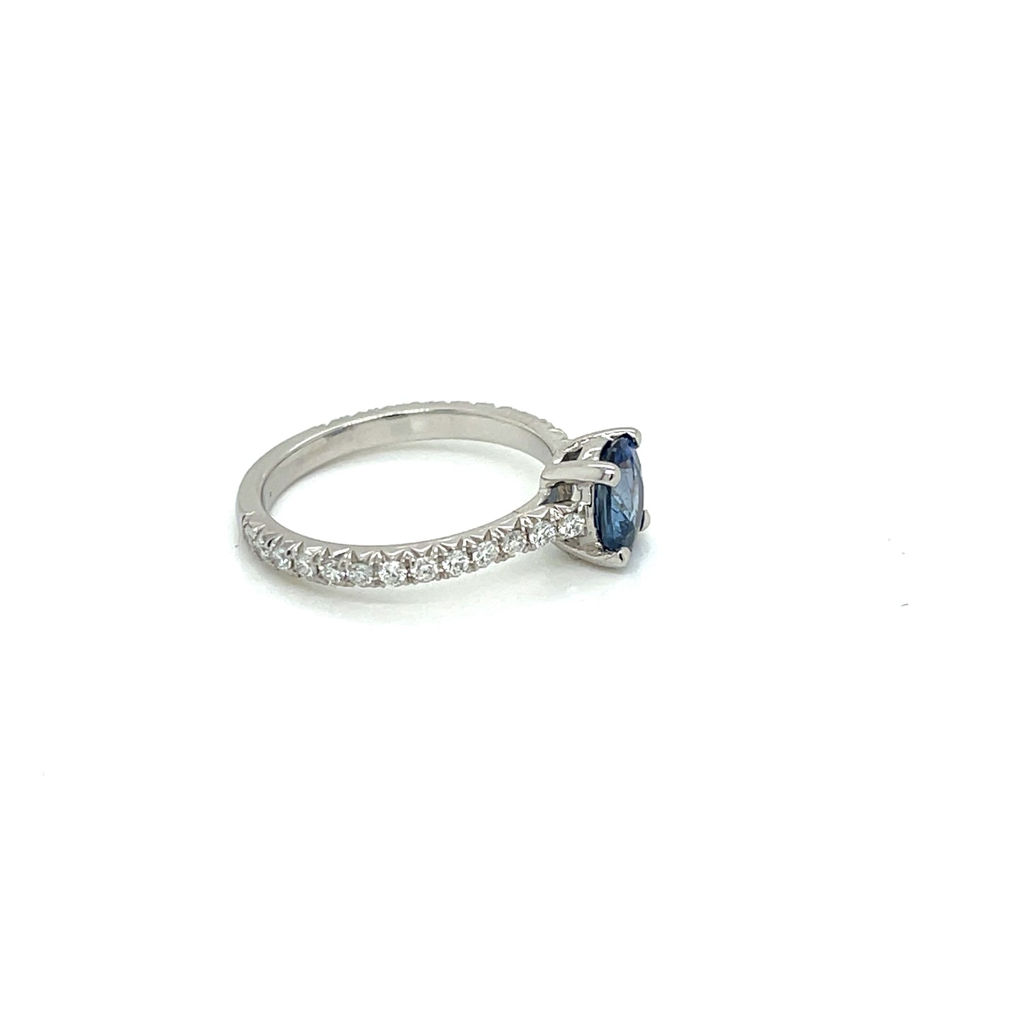 Ceylon Blue Sapphire Oval Cut Diamond Engagement Ring in Platinum - FlawlessCarat