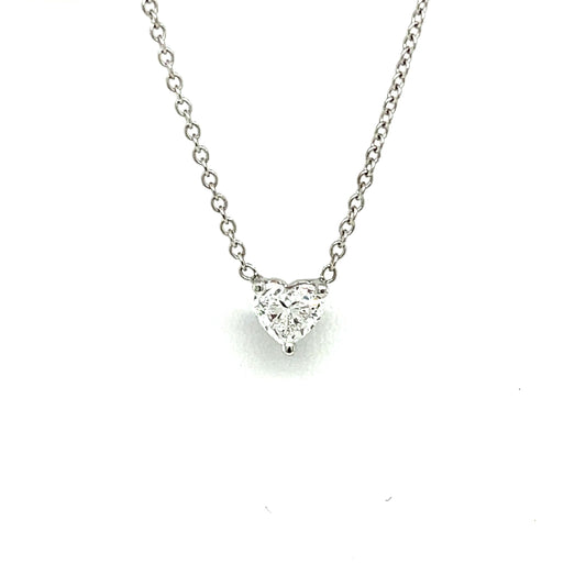 White Gold Heart Shape Diamond Solitaire Pendant - FlawlessCarat