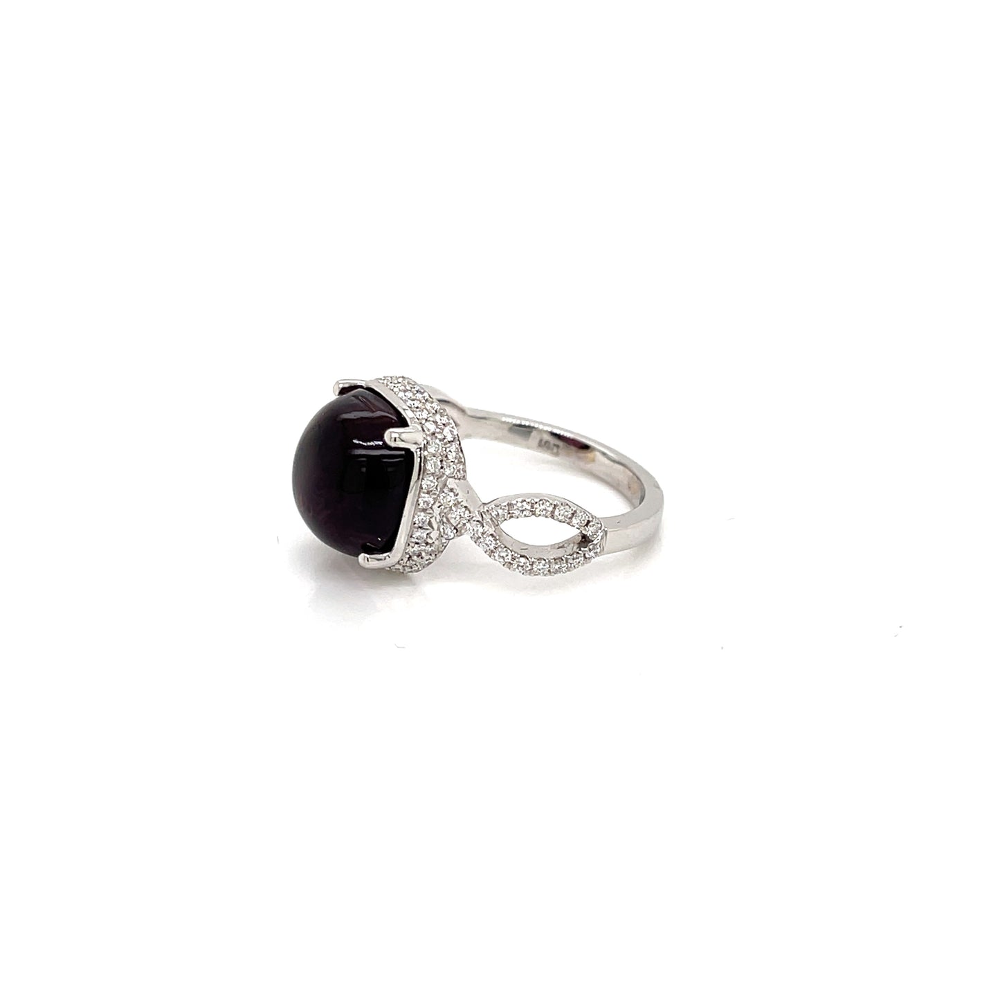 18 Karat White Gold Rubellite Pave Diamond Ring - FlawlessCarat