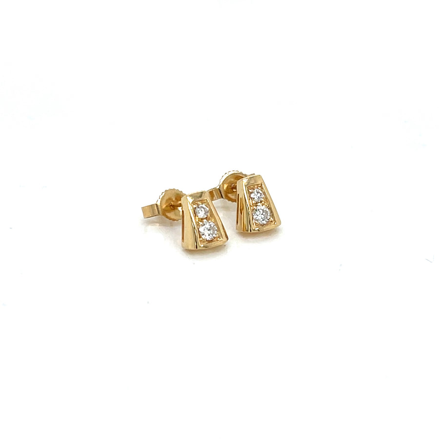 Tapered Natural Diamond Drop Earrings in 18K Yellow Gold