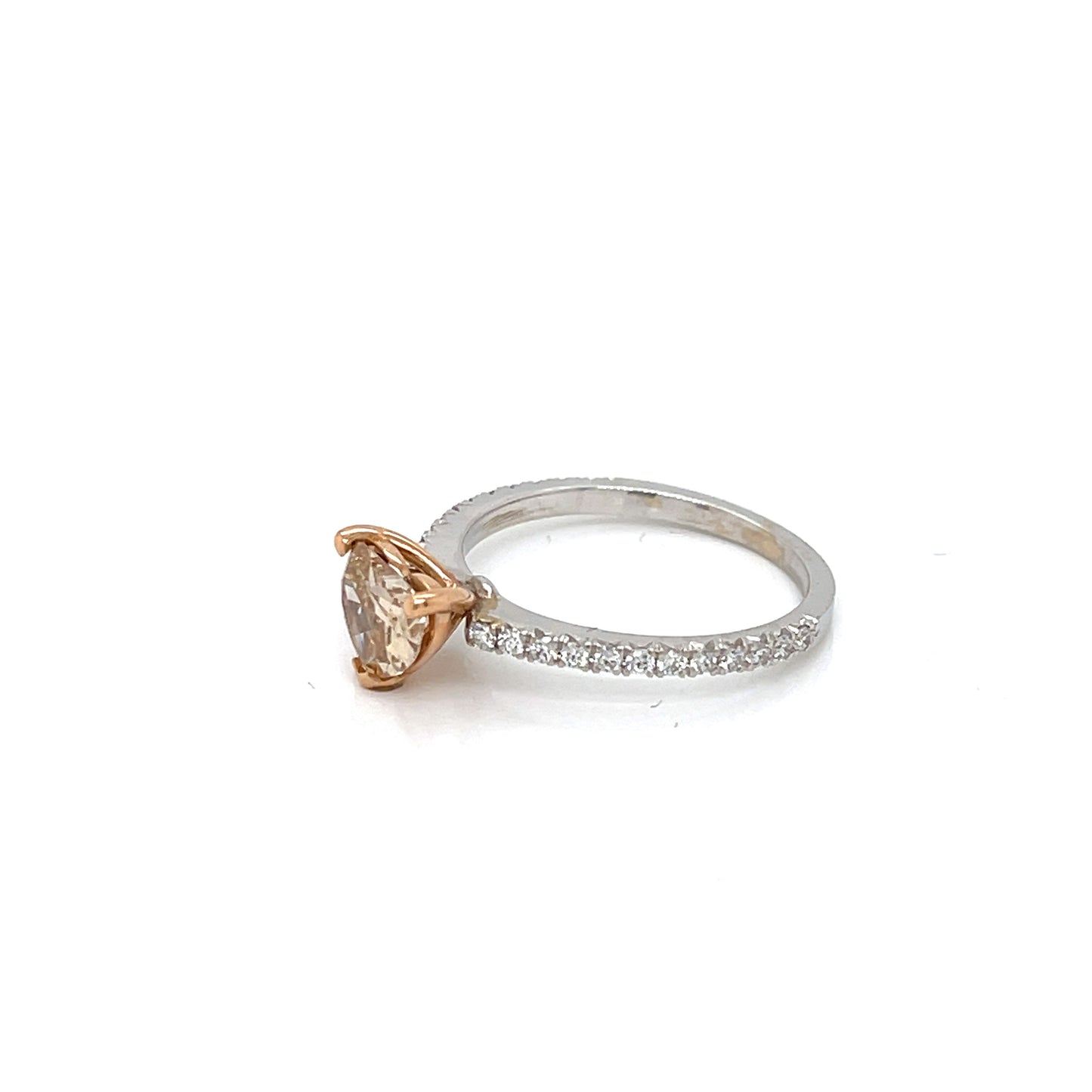 18 Karat Two-Tone Engagement Ring with GIA Certified Natural Fancy Brown-Yellow Heart Shape and Fine White Diamond Accents in the Band - FlawlessCarat