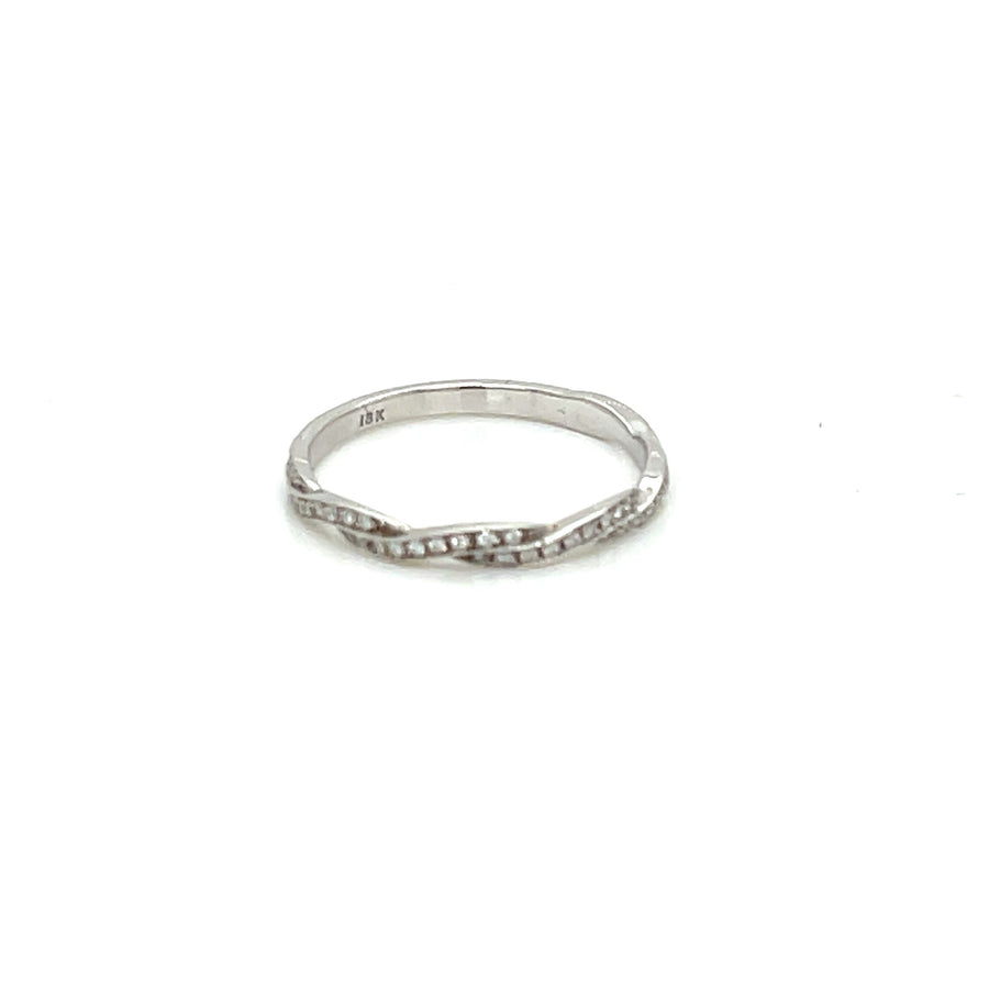 Diamond Twist Wedding Band in 18K White Gold