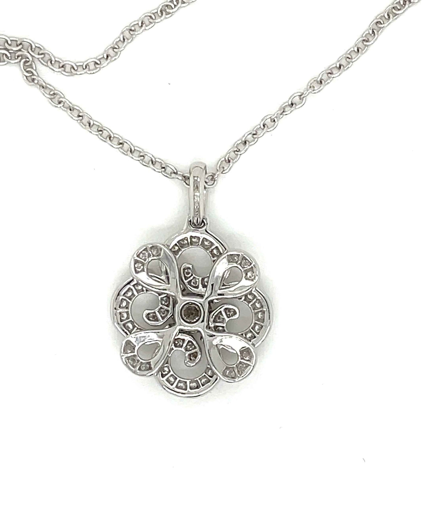 18K White Gold Pendant with Grey-Green Natural Center Diamond & White Diamond Accents