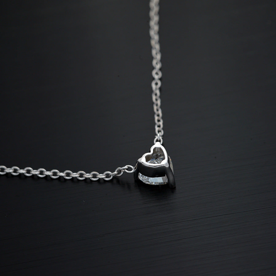 White Gold Heart Shape Diamond Solitaire Pendant - FlawlessCarat