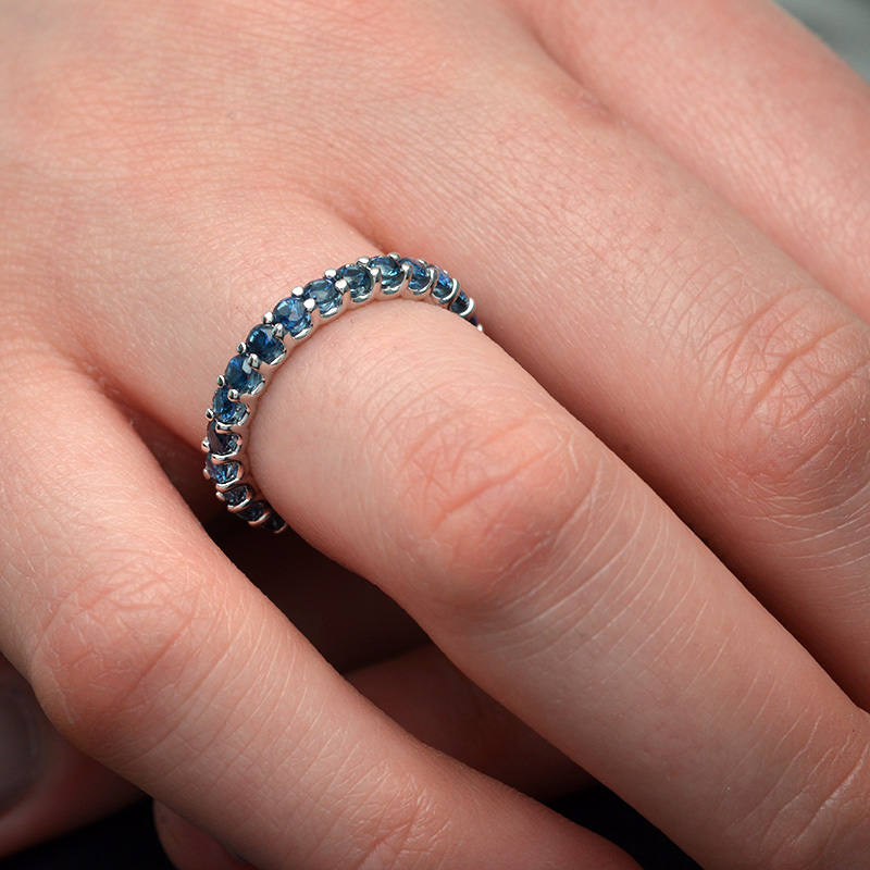 Natural Blue Sapphire Wedding Band - FlawlessCarat