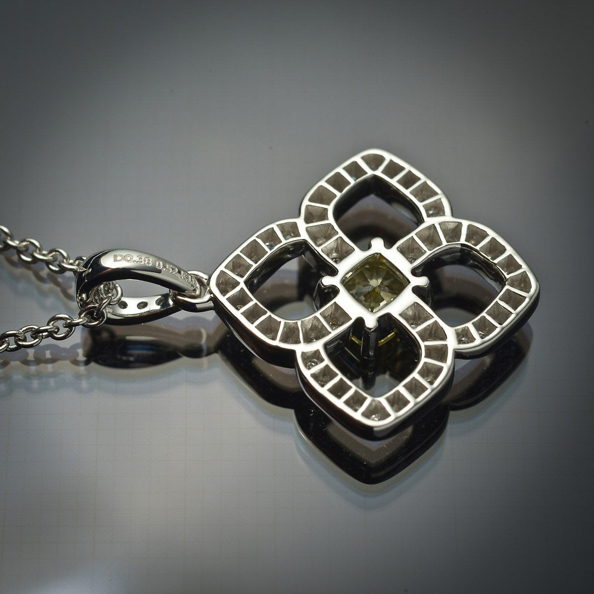 GIA Yellow Cushion Cut Diamond Pendant in 18K White Gold - FlawlessCarat