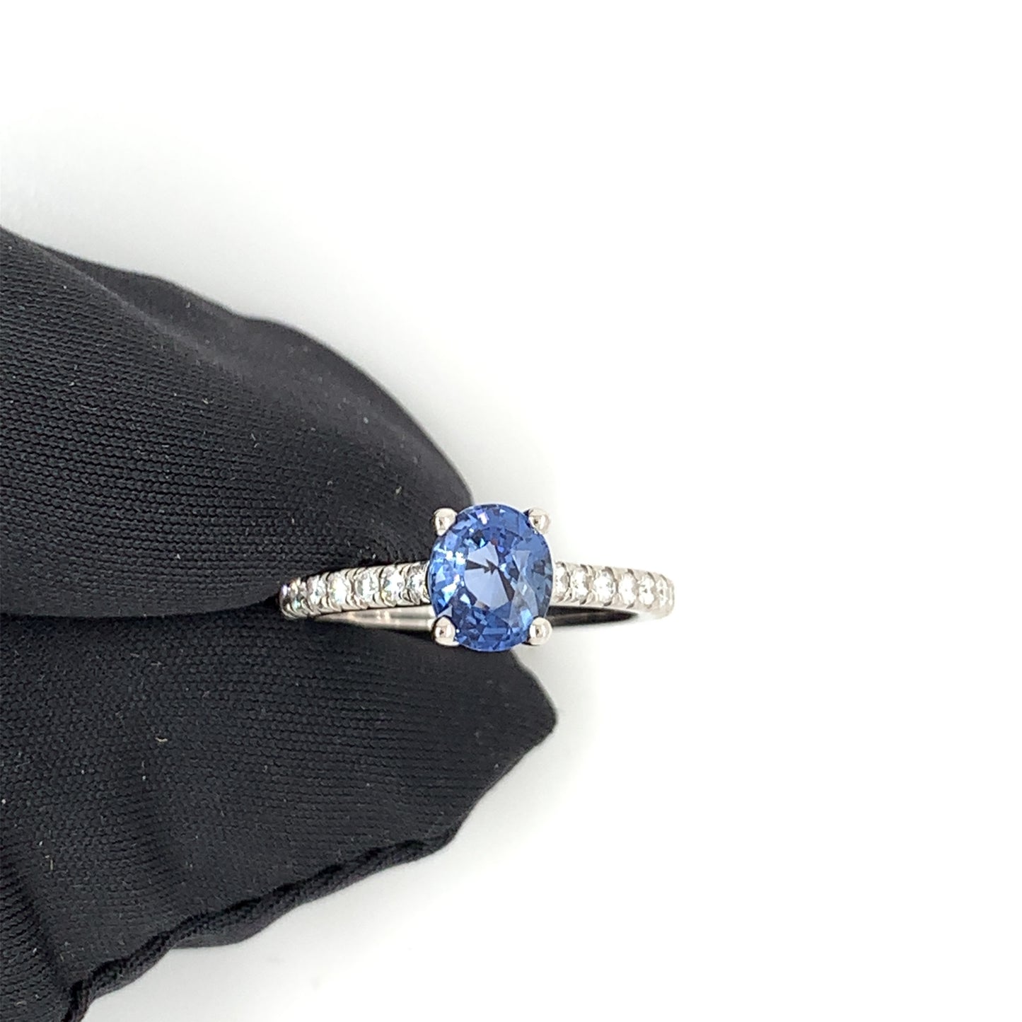 Ceylon Blue Sapphire Oval Cut Diamond Engagement Ring in Platinum - FlawlessCarat