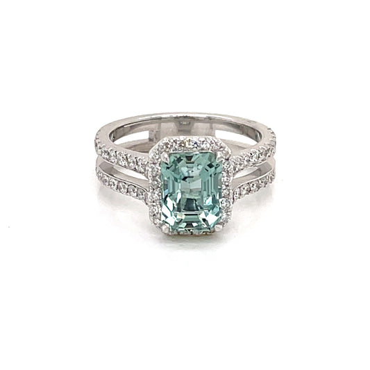 Blue Tourmaline and Diamond Ring - FlawlessCarat
