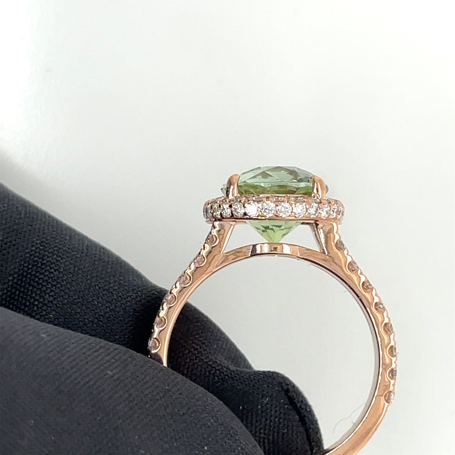 Double Halo Green Tourmaline  and Diamond Ring - FlawlessCarat