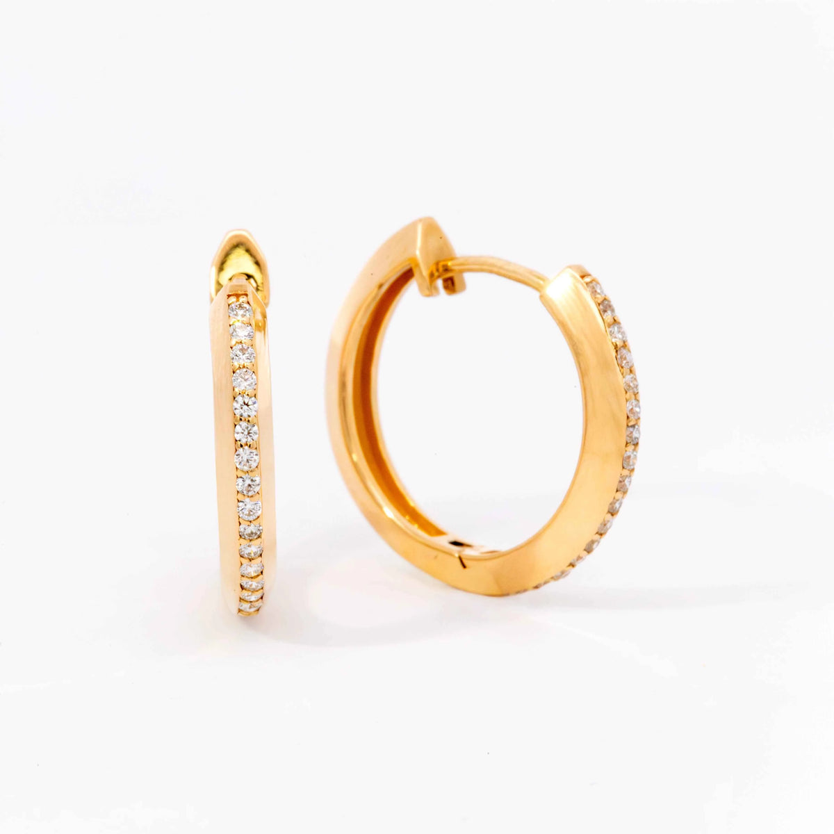 Medium Round Diamond Hoop Earrings