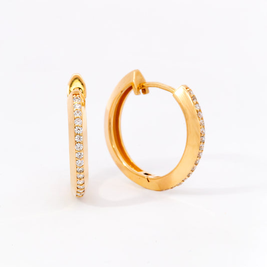Medium Round Diamond Hoop Earrings