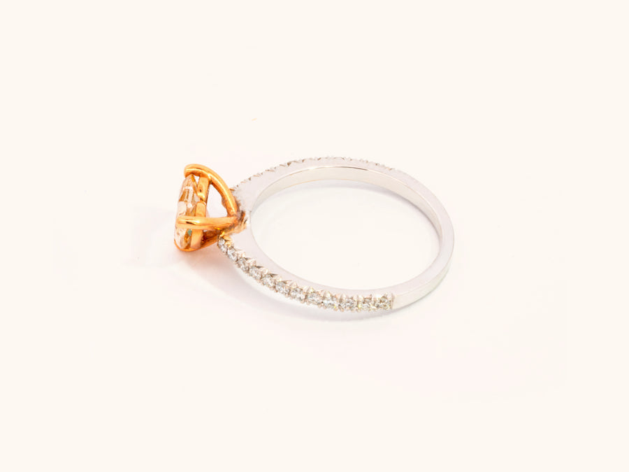 Natural Fancy Brown-Yellow Heart Diamond Ring in 18K Two-Tone Gold