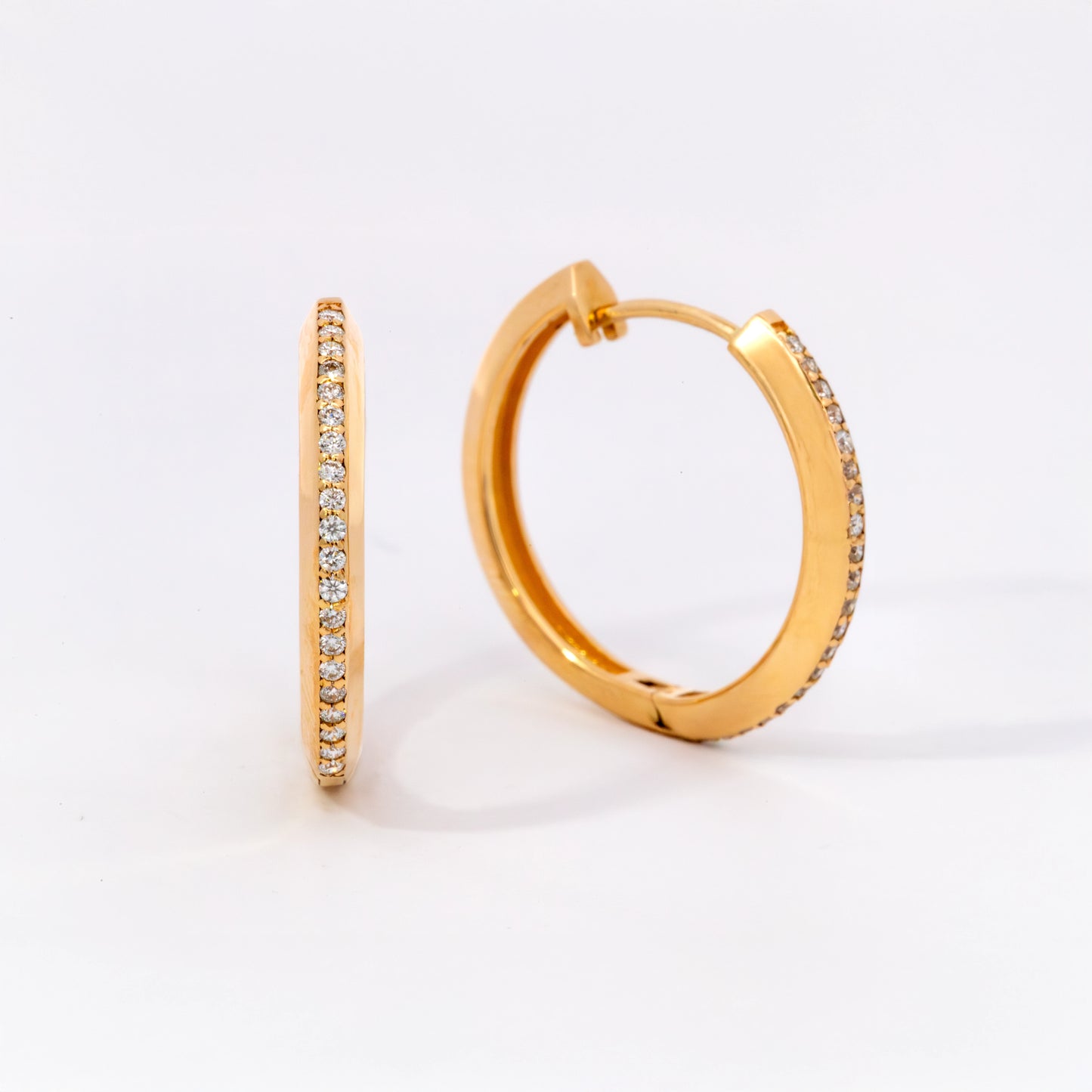 Large Round Diamond Hoop Earrings