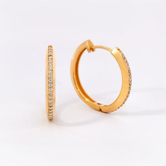 Large Round Diamond Hoop Earrings