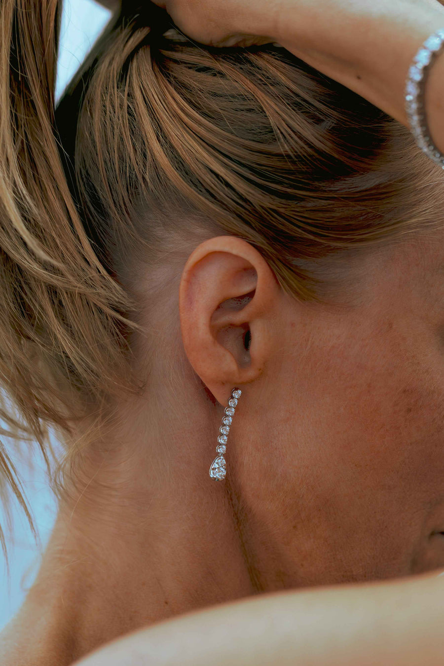 Lab-Grown Diamond Drop Earrings in 14K White Gold