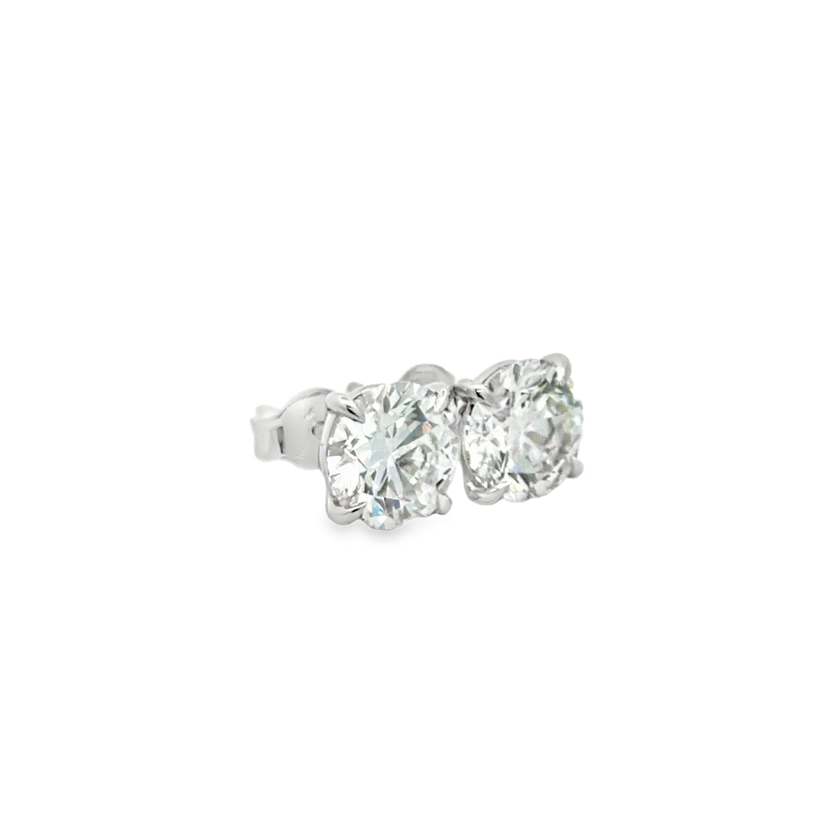 4.03 Carat IGI-Certified Lab-Grown Round Diamond Stud Earrings