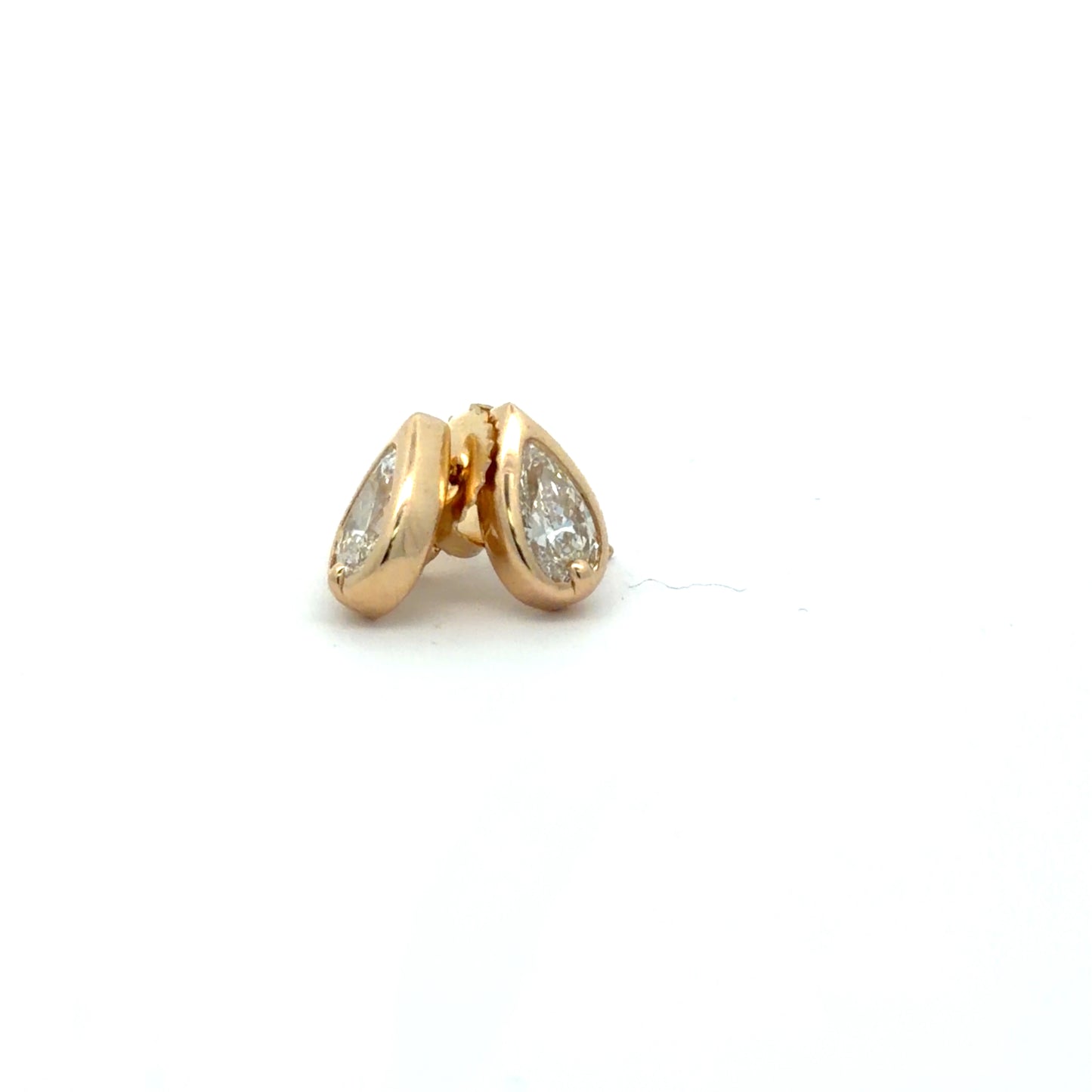 Natural Mined Pear Shaped Diamond Studs in Bold Yellow Gold Settings