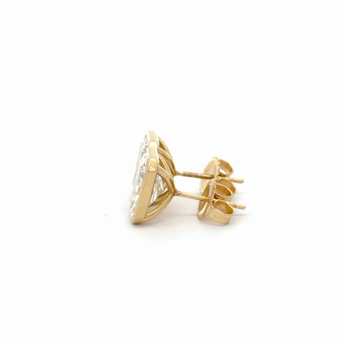 4.13 Carat Lab-Grown Radiant Diamond Bezel Studs in 14K Yellow Gold