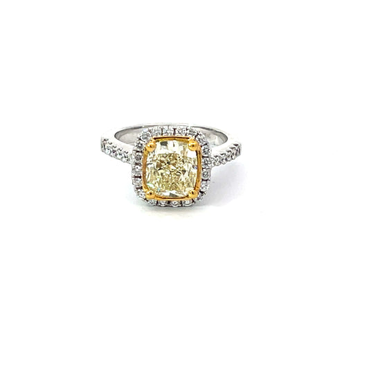 White Gold 2 Carat Cushion Halo Statement Ring