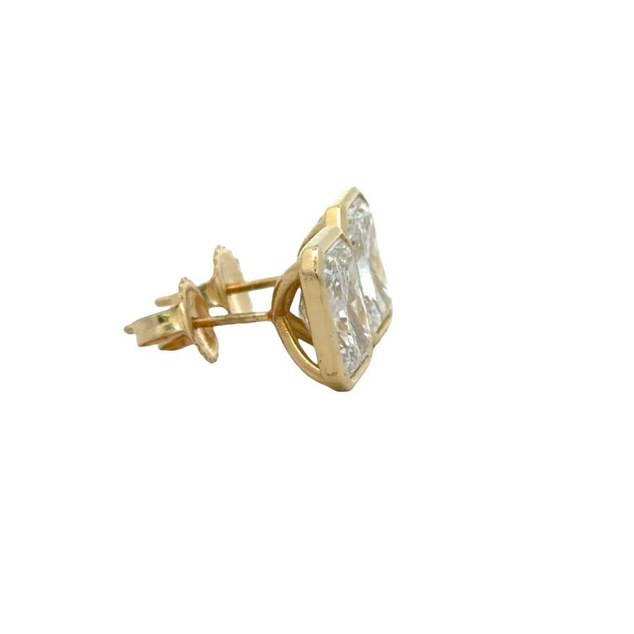 4.13 Carat Lab-Grown Radiant Diamond Bezel Studs in 14K Yellow Gold