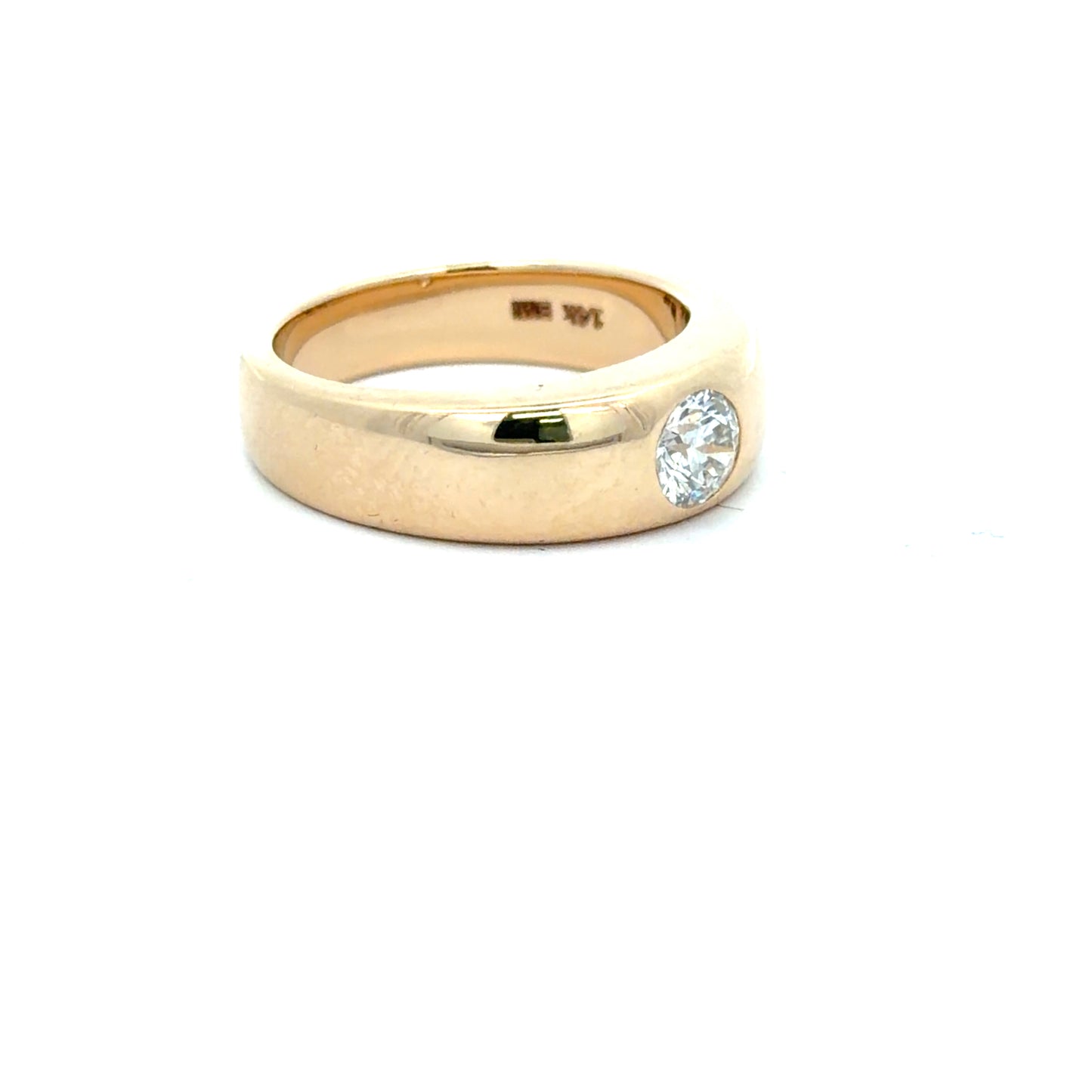 14 kt. Signet setting with Natural Mined Round Brilliant weighing .26 carats