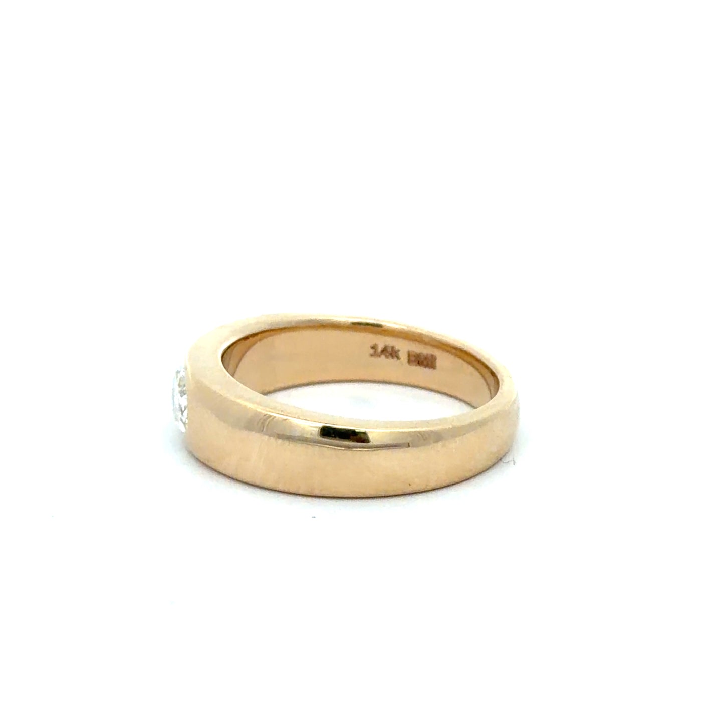 Signet Style 14Kt. Yellow Gold Ring with Natural Oval Brilliant Diamond weighing .51 carats