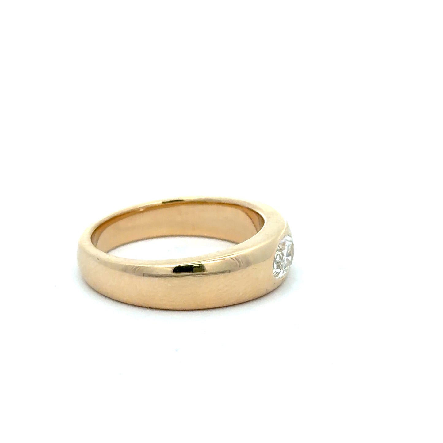 Signet Style 14Kt. Yellow Gold Ring with Natural Oval Brilliant Diamond weighing .51 carats