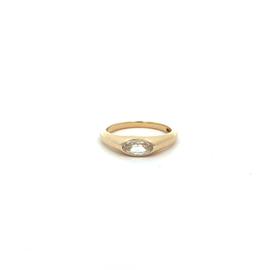 14 kt. Signet setting with Natural Mined Round Brilliant weighing .26 carats