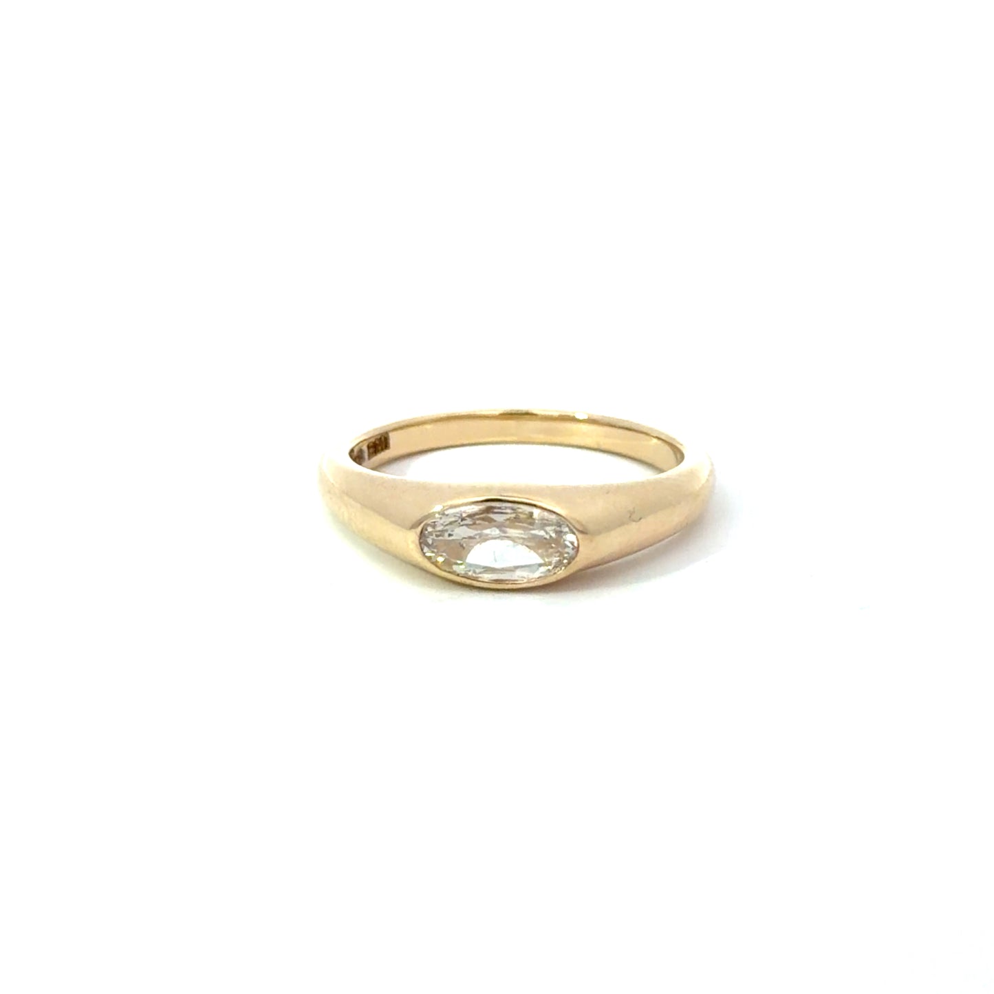 East-West Antique Oval .44 carat Natural Mined Diamond set East-West in a 14kt.Yellow Gold