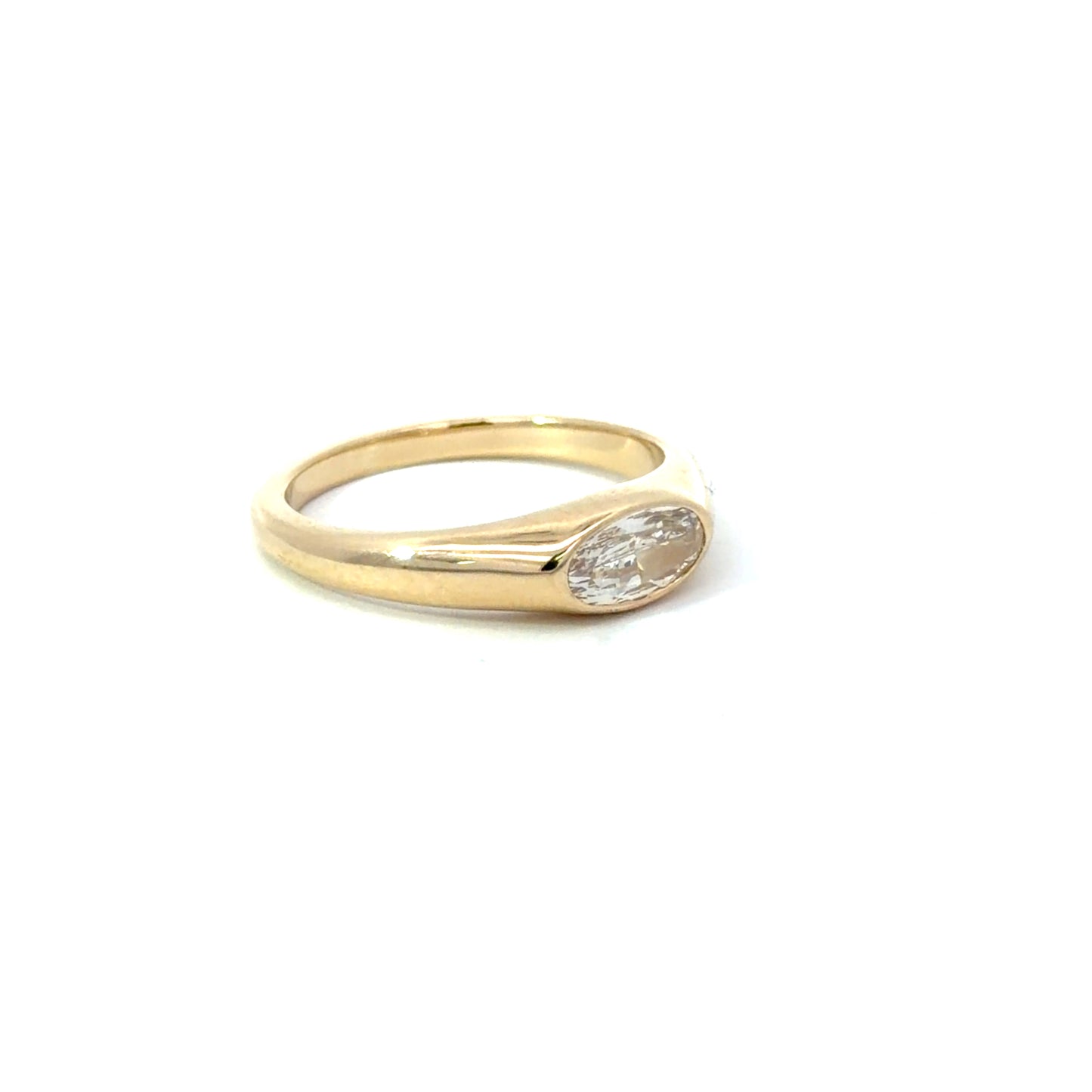 East-West Antique Oval .44 carat Natural Mined Diamond set East-West in a 14kt.Yellow Gold
